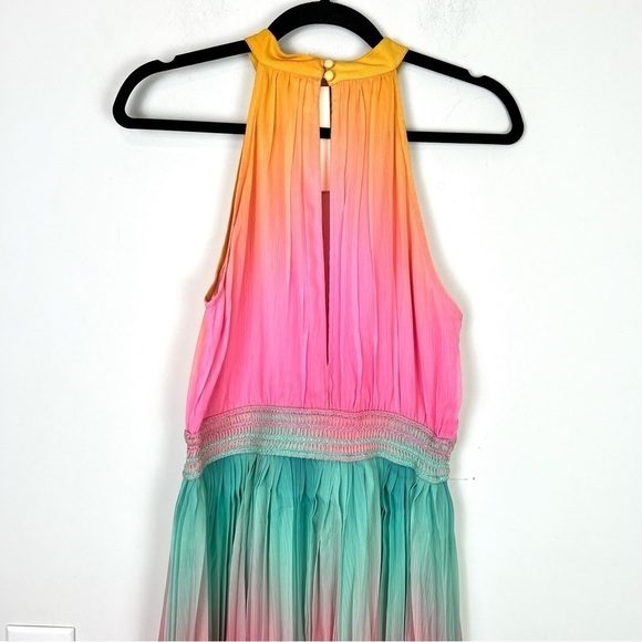 Rococo Sand Maxi dress women M Zale Halter Pink Multicolor Vacation Tropical - Picture 8 of 13